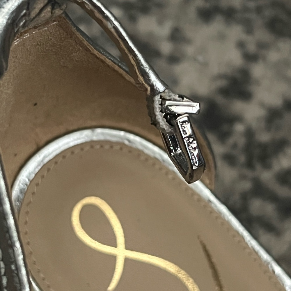 ✅SAM EDELMAN Yaro Ankle-Strap Metallic Leather Sandals - Picture 7 of 8